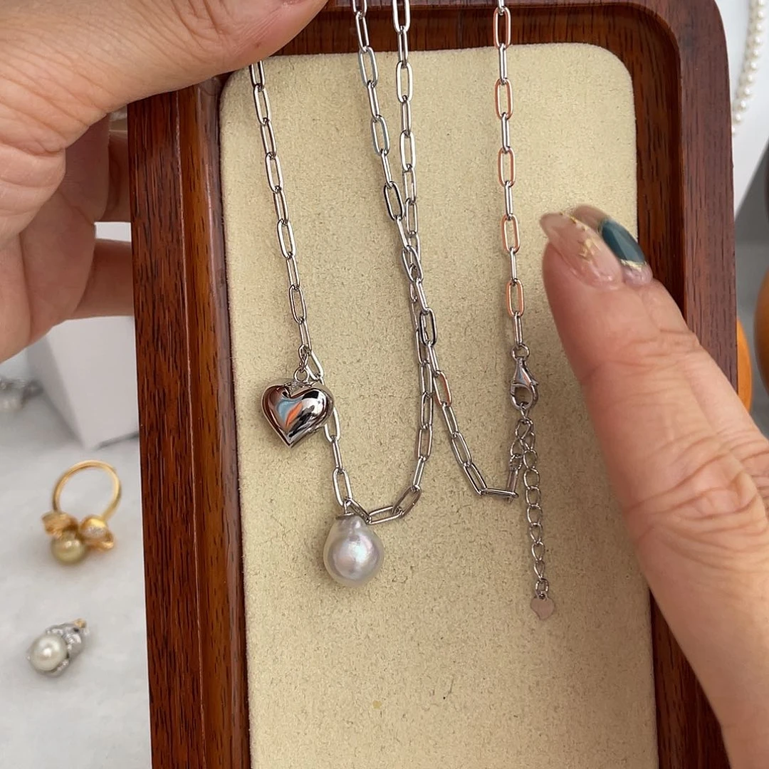 海水珍珠银S925镶嵌颈饰