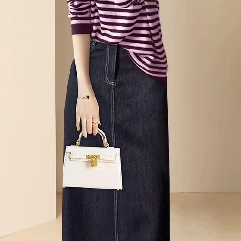 【957半身裙】薇乐女装显瘦气质牛仔高腰时尚休闲百搭开叉