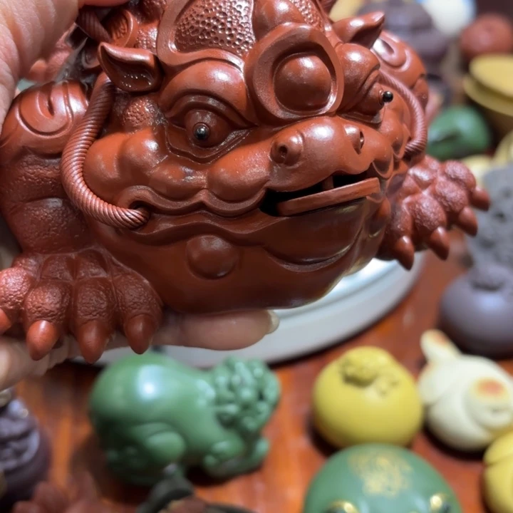 紫砂茶宠保****缝大红袍金蟾