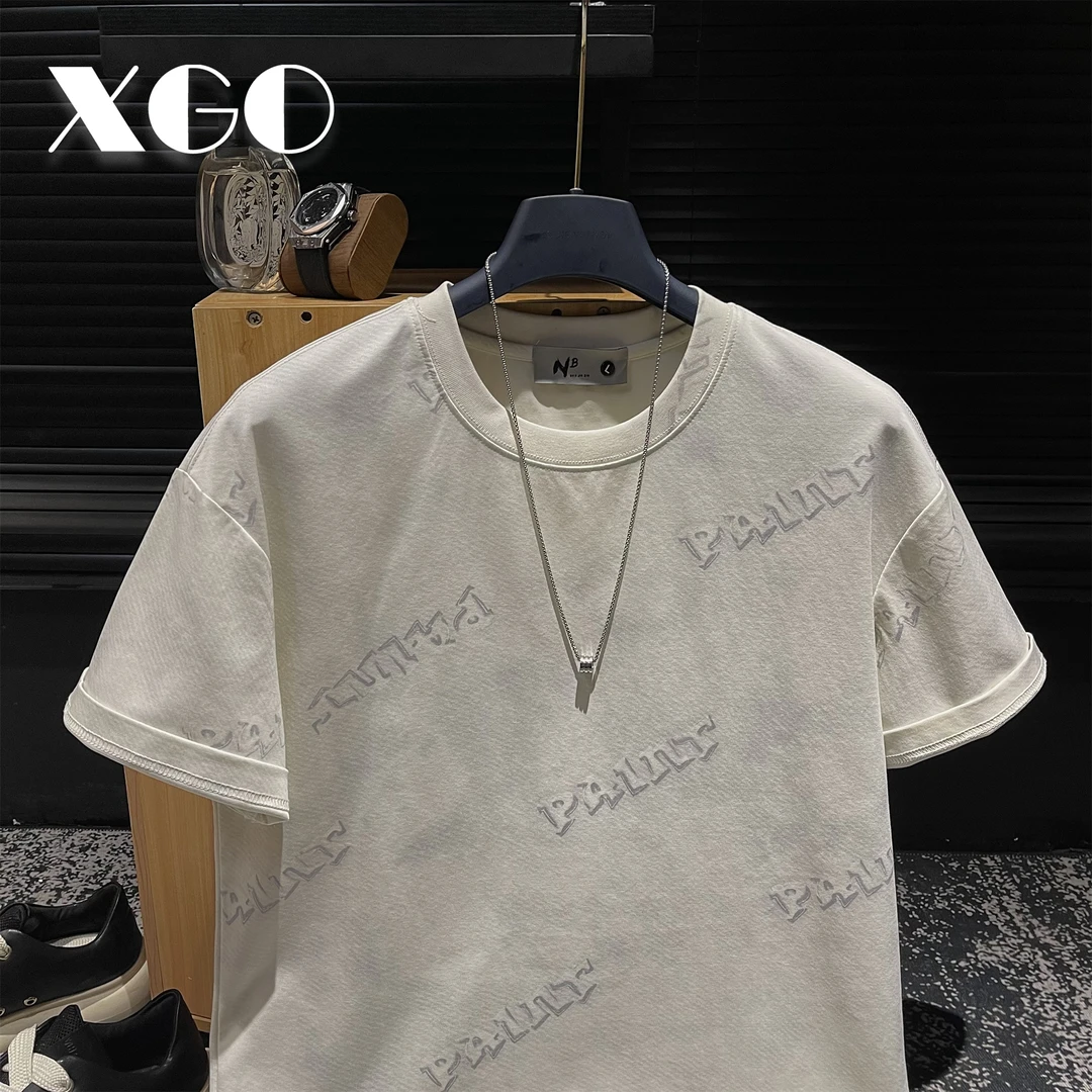 【XGORAD】夏季轻奢重磅原创扎染字母印花设计休闲街头风圆领短袖男