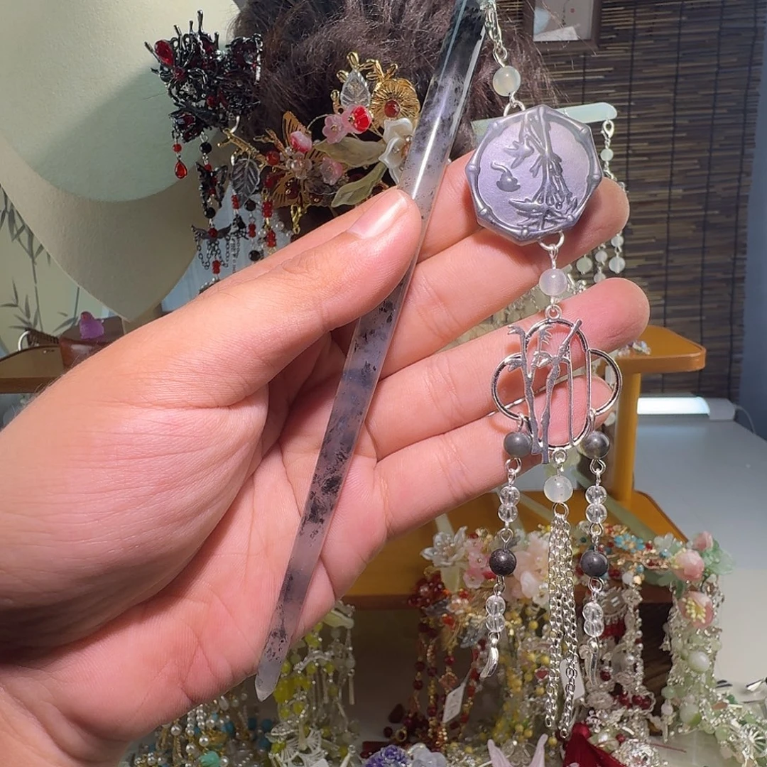 蛇纹石玉合金发饰