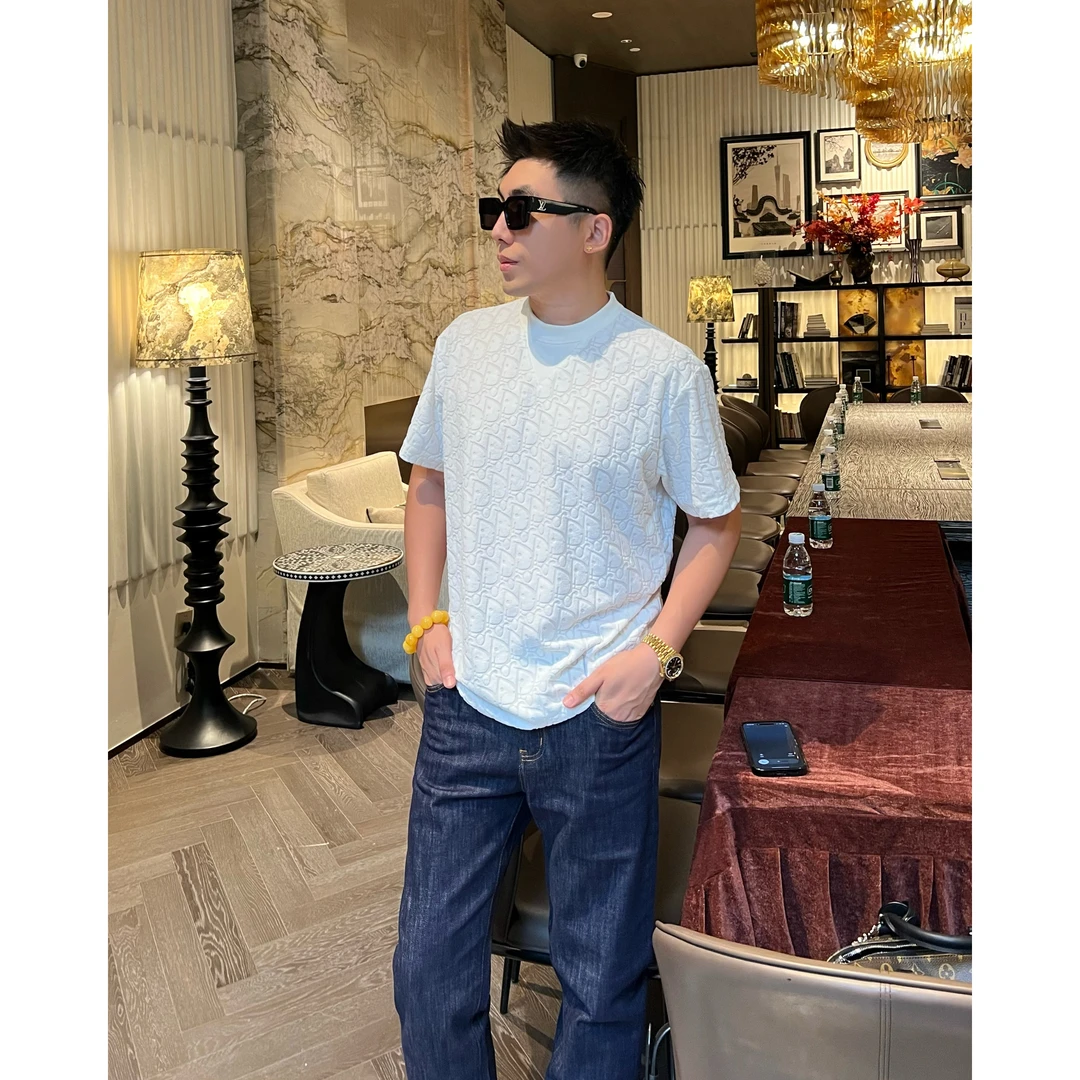 【小D压花】李查德秋季痞帅男装立体背影撞色简约短袖T恤男士半袖