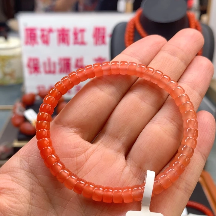手串未镶嵌南红玛瑙保山原矿南红杨柳渐变直切手串