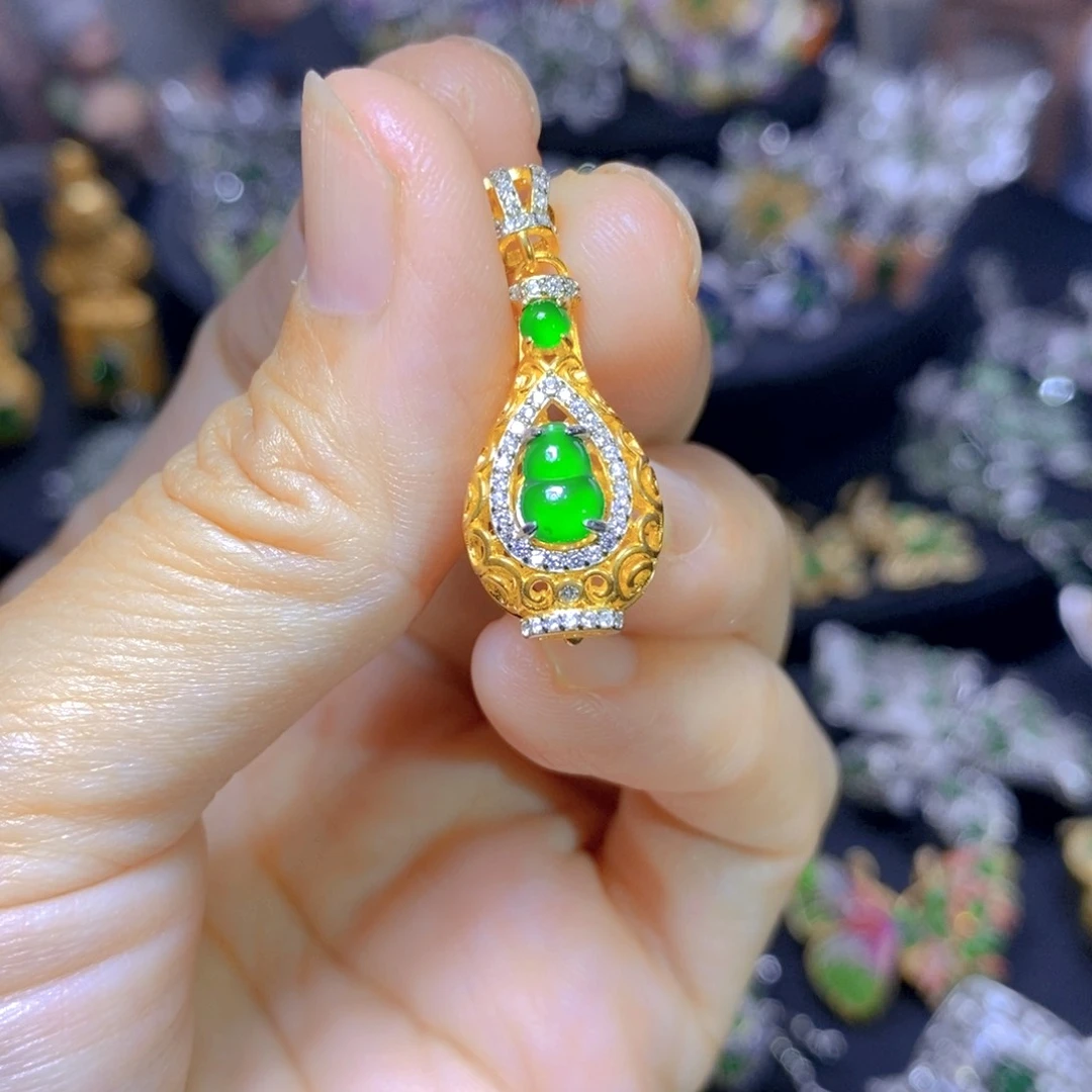 翡翠银S925镶嵌吊坠(不含链)天然翡翠