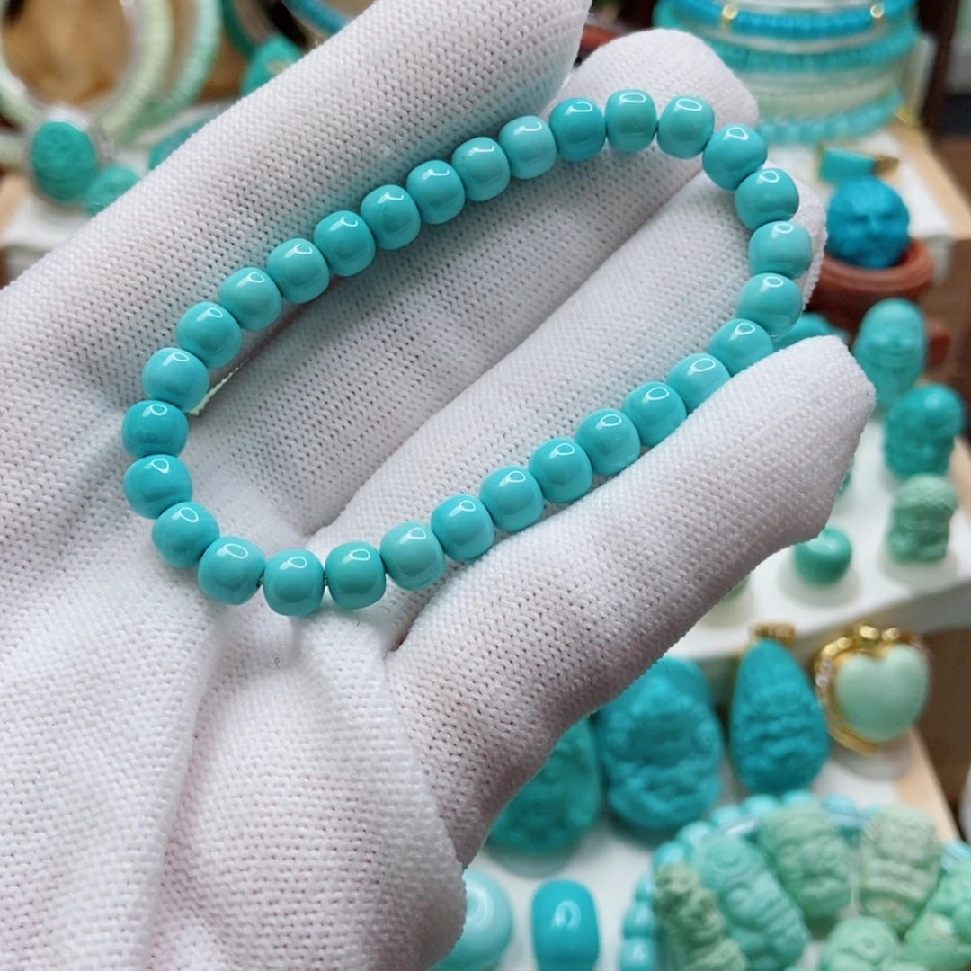 绿松石未镶嵌老型手串6mm