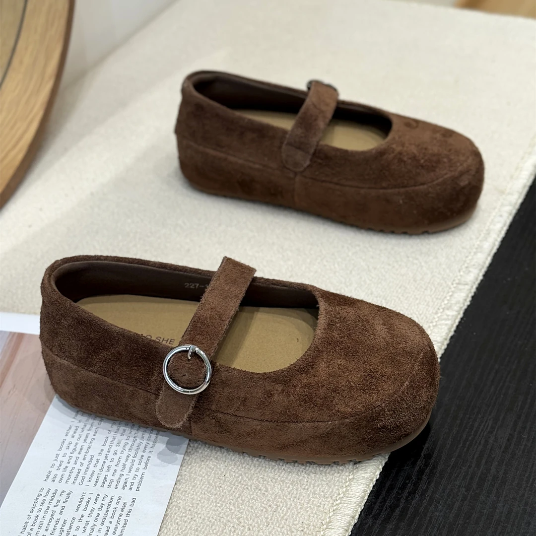 丑萌松糕仙女风玛丽珍单鞋女2025新款秋气质浅口内增高芭蕾晚晚鞋