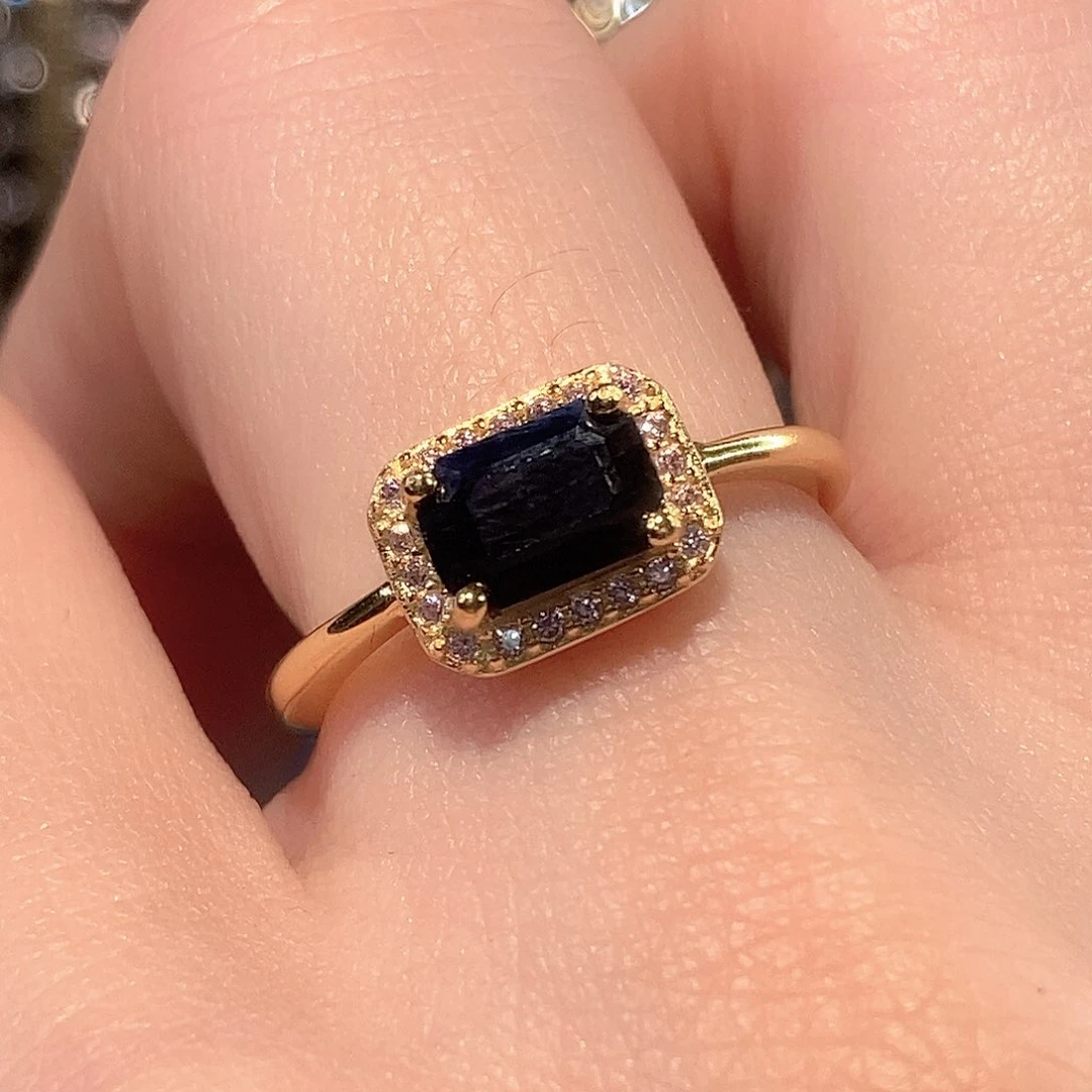 蓝宝石戒指银S925镶嵌