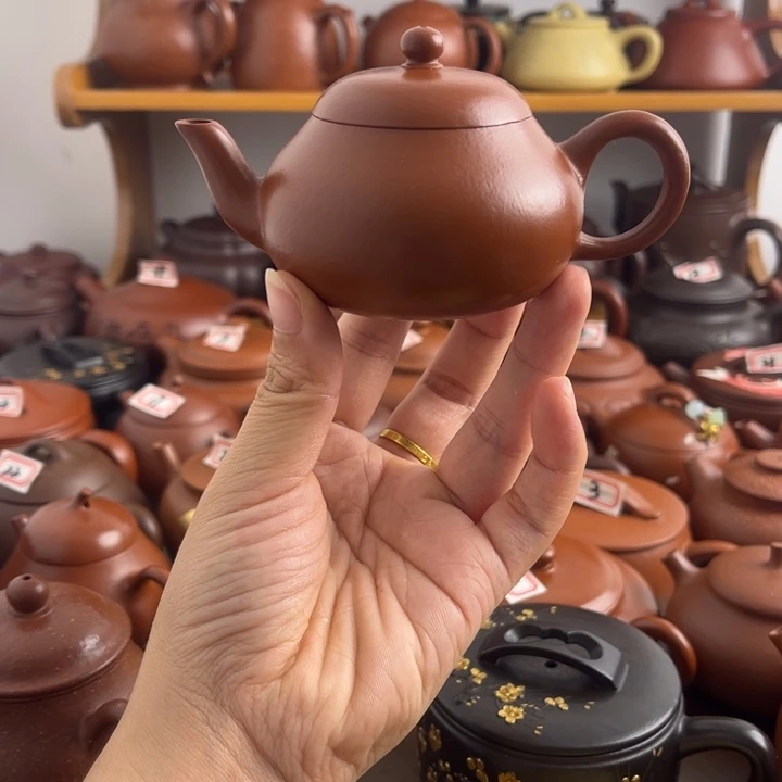 茶壶紫砂100cc朱泥半手