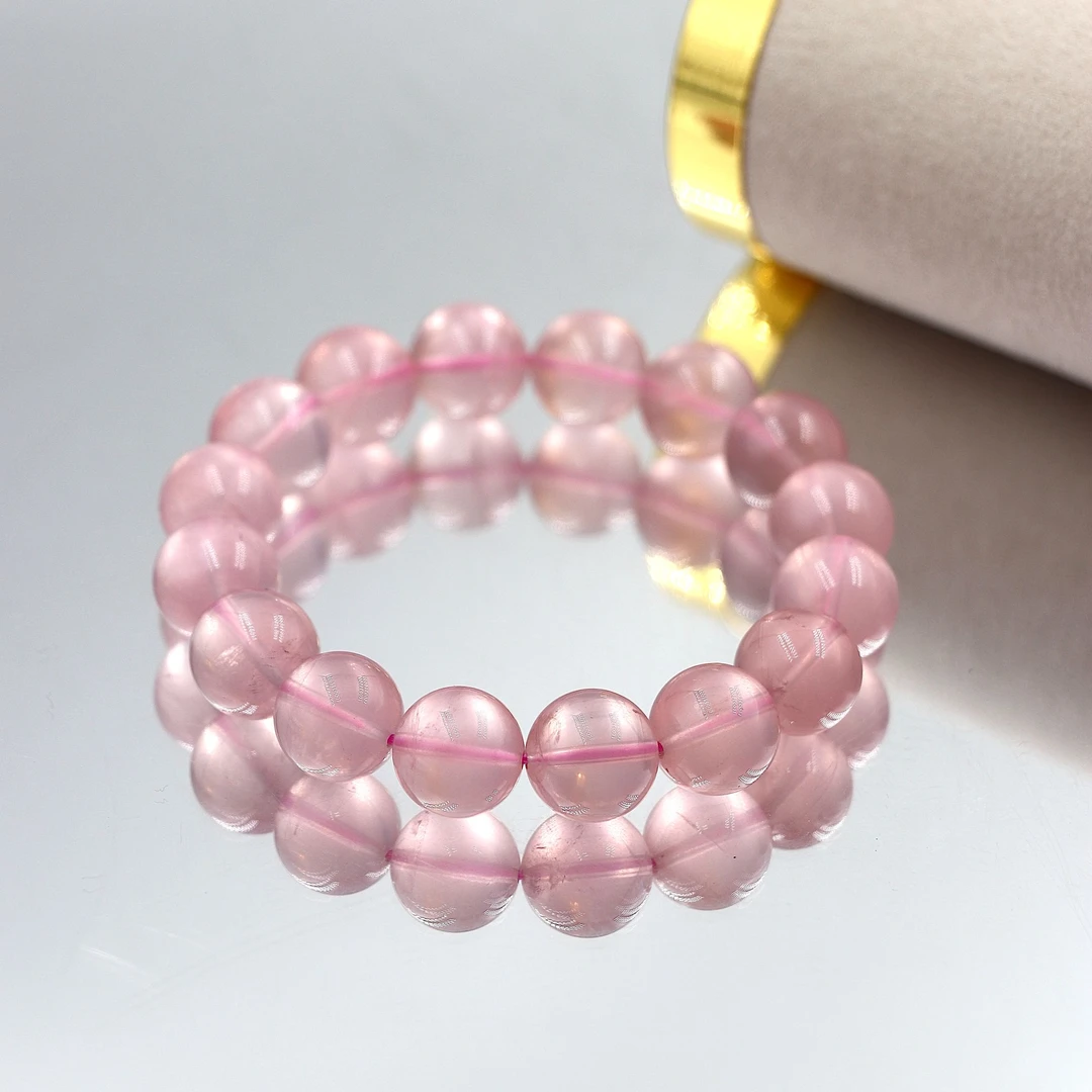毕业级半玻璃体马达加斯加粉水晶手串D6068-尺寸可选多样性发一