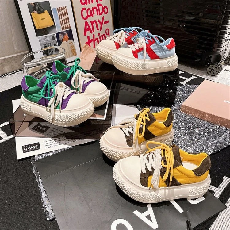 巴斯光年~大头厚底小白鞋女松糕拼色百搭休闲鞋面包鞋时尚板鞋