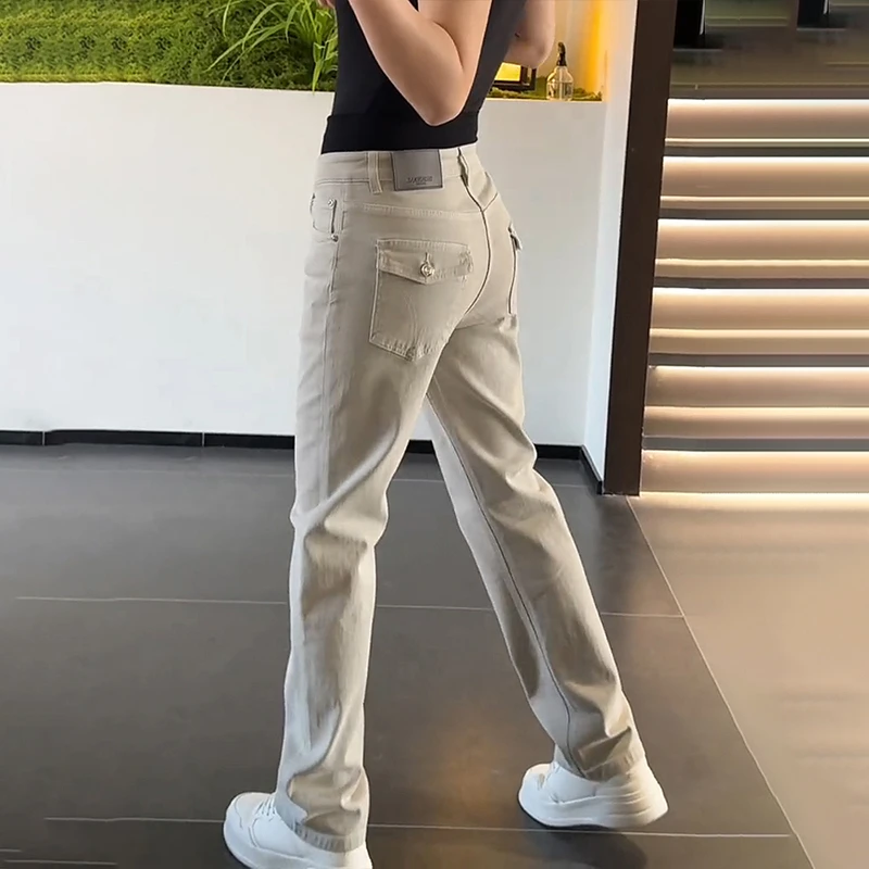 轻奢男装大码潮牌男士时尚新款阔腿裤净版商务百搭微阔腿长裤直筒