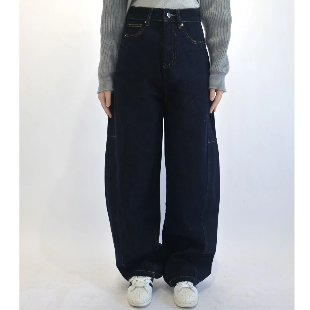 【黎一白】水洗阔腿裤牛仔裤休闲复古秋冬加厚裤子冬季时尚高腰