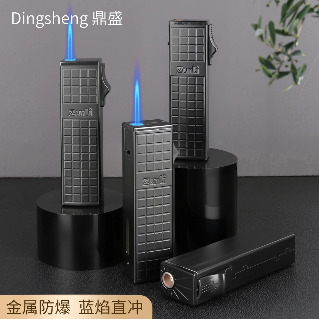 黑武士新款压花金属防风打火机蓝焰直冲可充气创意礼物可定制LOGO