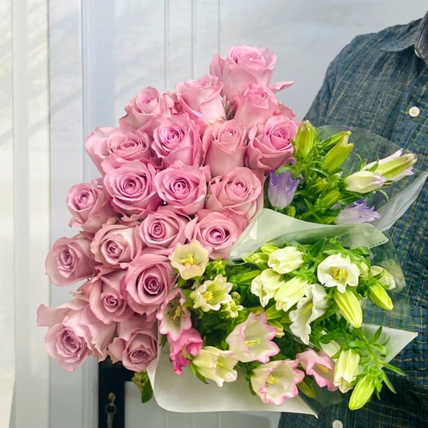 【组合】紫玫瑰10枝+风铃1扎 鲜花顺丰1单包邮