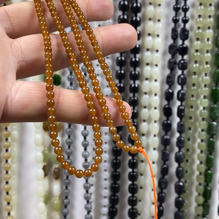 飞***天和田玉未镶嵌项链和田玉圆珠项链