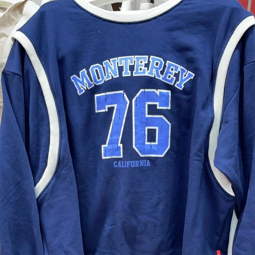 【优米】拼色数字卫衣