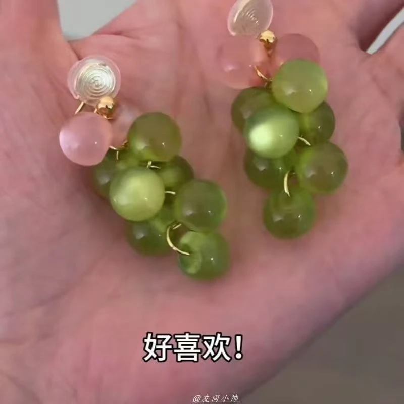 氛围感get~好清透葡萄耳夹女夏日撞色小众独特漂亮无耳洞耳夹水果