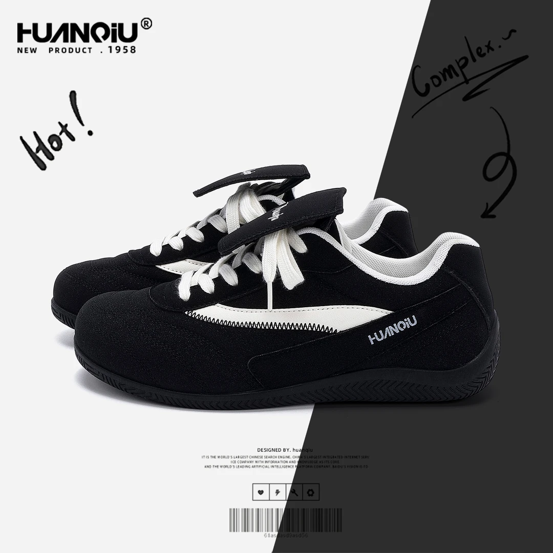 环球黑色鞋子男鞋2025新款秋季透气休闲内增高薄底赛车鞋百搭板鞋