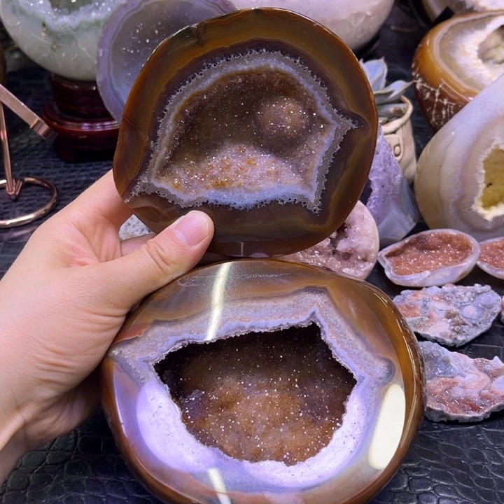 水晶珠宝半成品未镶嵌紫彩晶盆