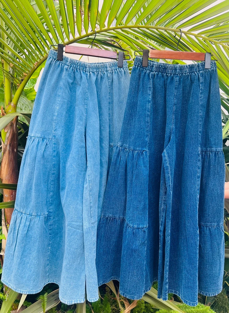 植物染手织棉设计师款裤裙