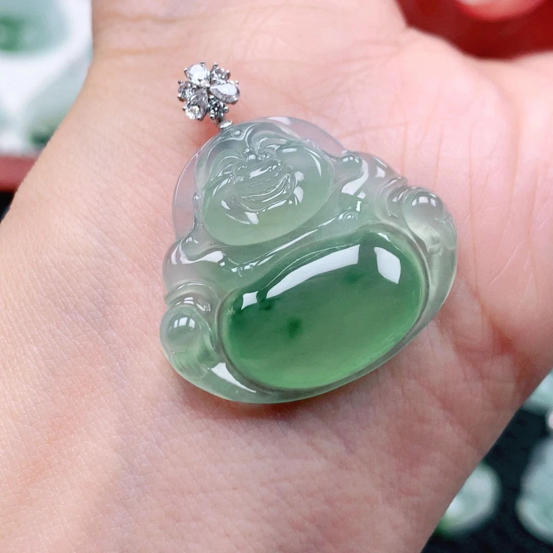 翡翠18K金镶嵌吊坠(不含链)