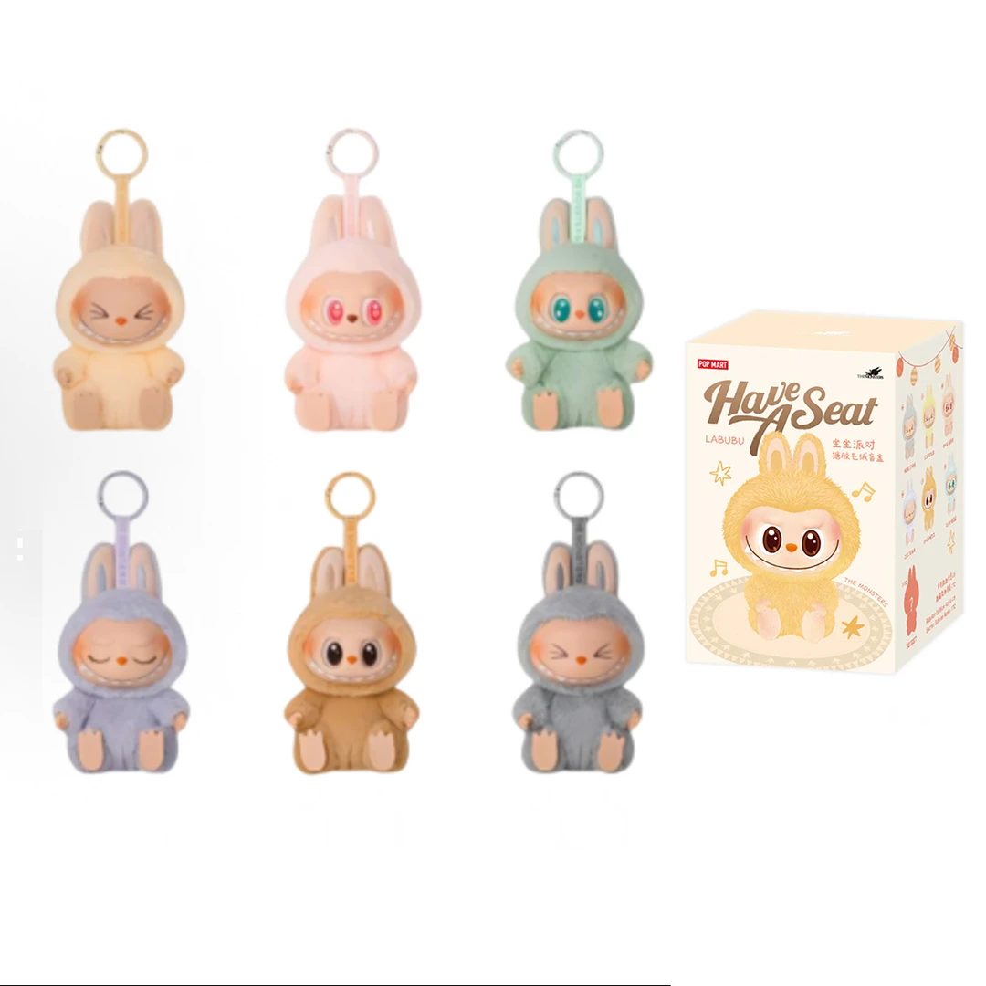 【默认拆盒】泡泡玛特 Labubu坐坐派对搪胶毛绒 潮玩盲盒 100%