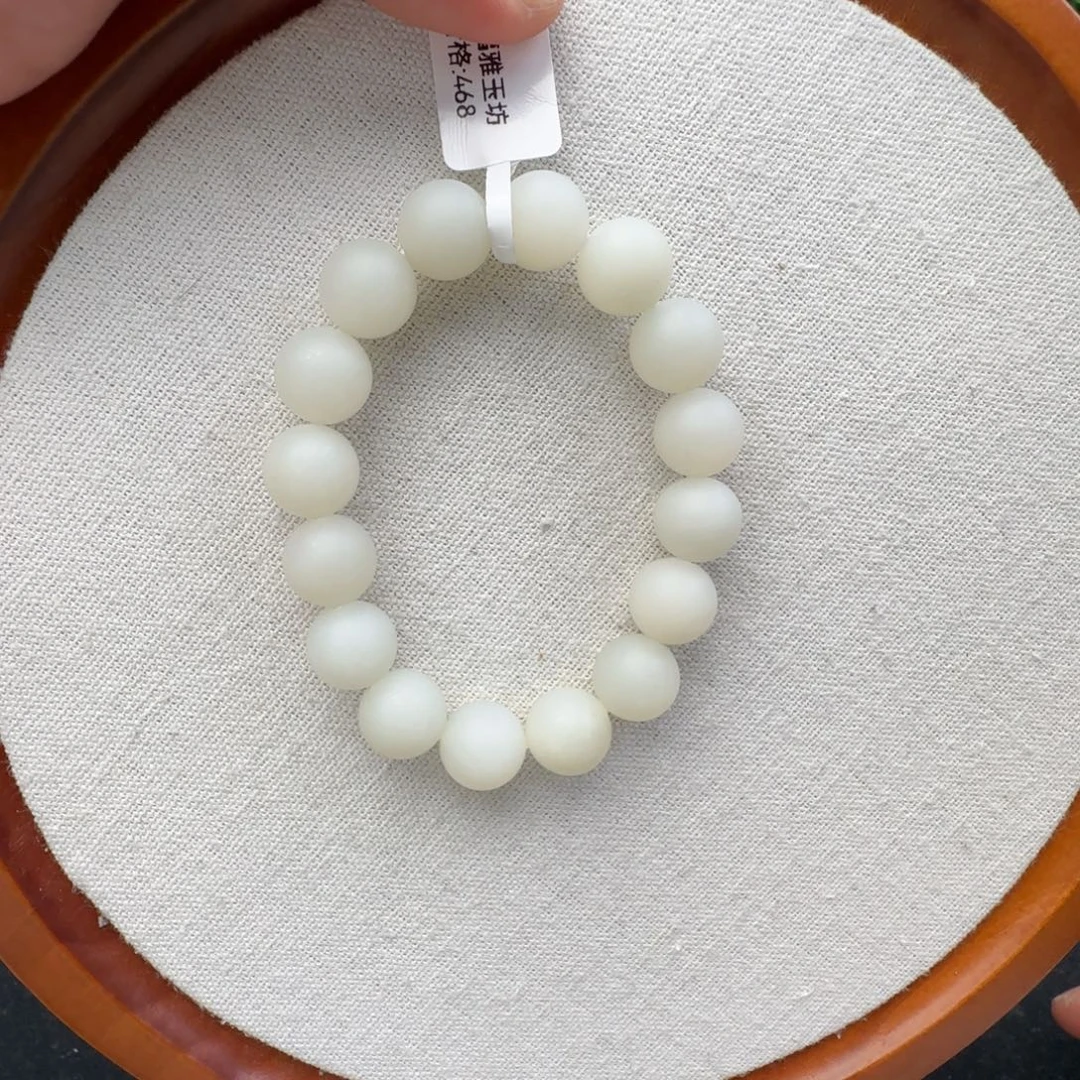 和田玉未镶嵌手链卡12且末金山白哑光，1-3