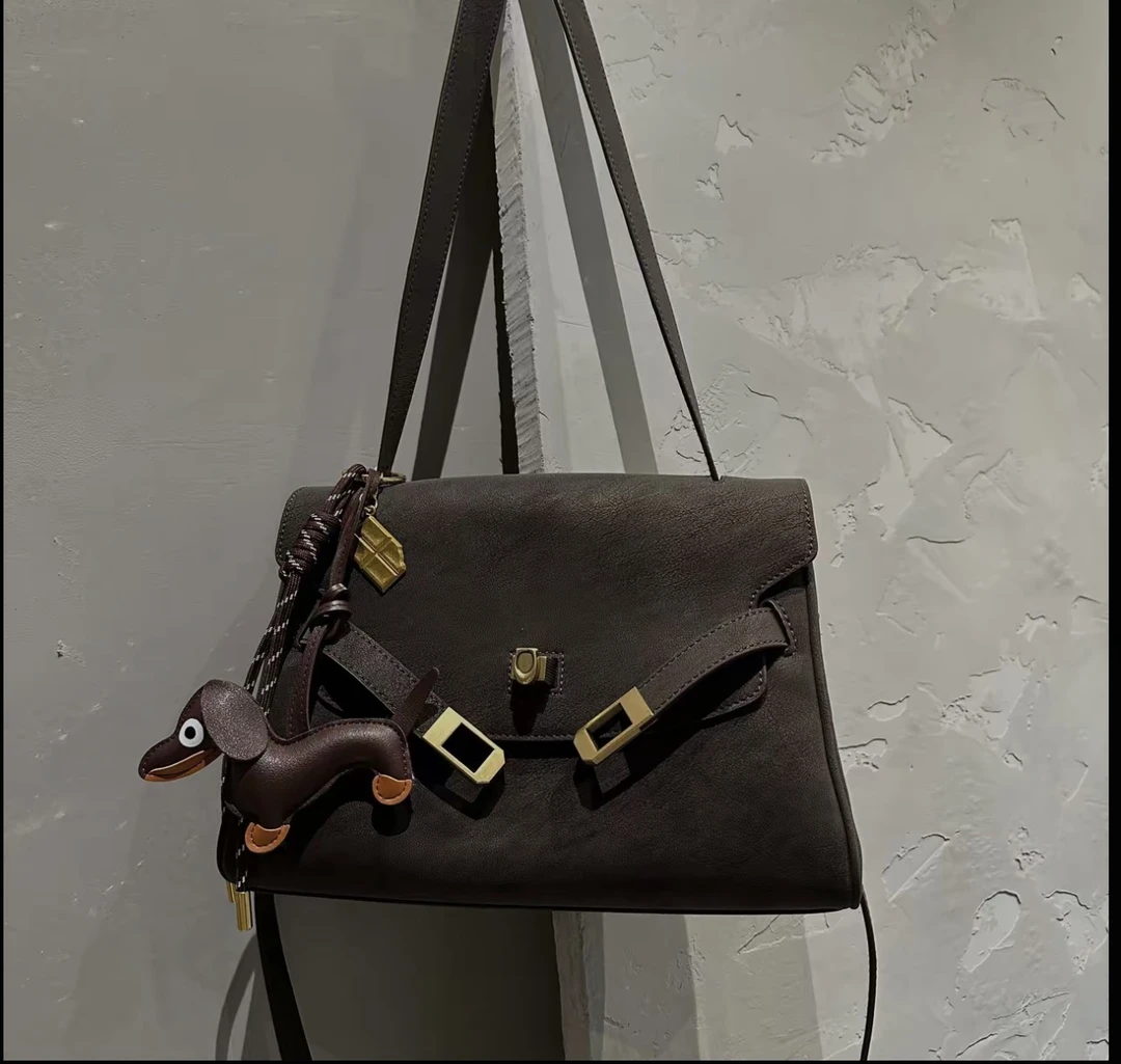 无品牌2025年流行女包复古擦色真皮气质手提单肩斜挎女士凯莉包包