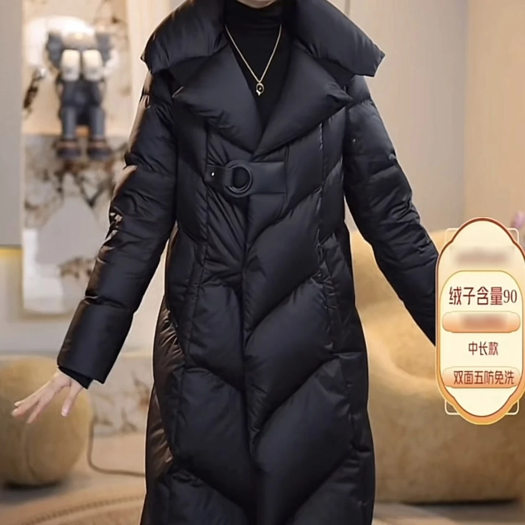 高档简约设计感气质加厚羽绒服2025冬季新款过膝长款鸭绒保暖外套