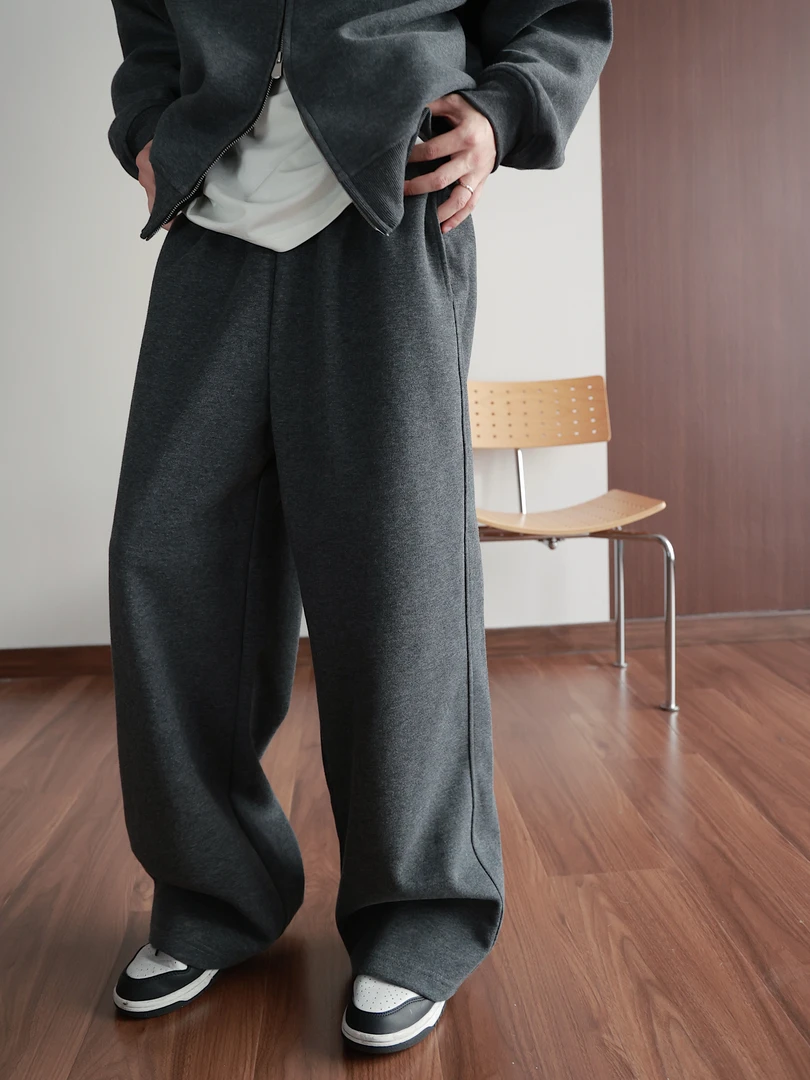 秋季重磅360G拼色卫裤男女同款宽松直筒阔腿裤休闲百搭运动休闲裤