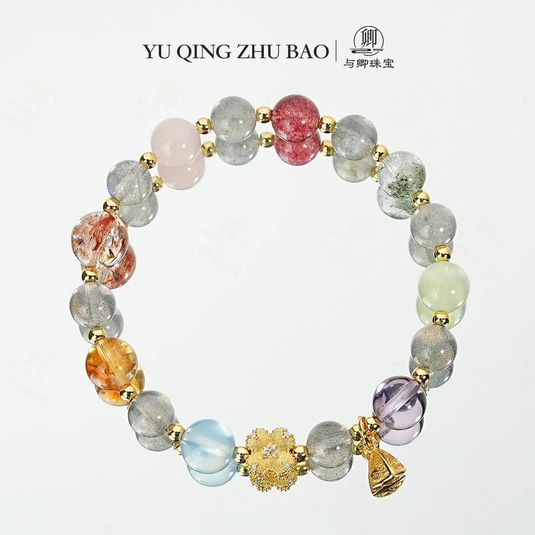 【安澜珠】7m灰月光 8m紫水晶 绿幽灵 粉水晶 黑金超七 铜镀金配件