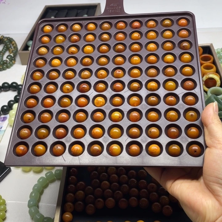 蛇纹石玉散珠100个未镶嵌清**莱