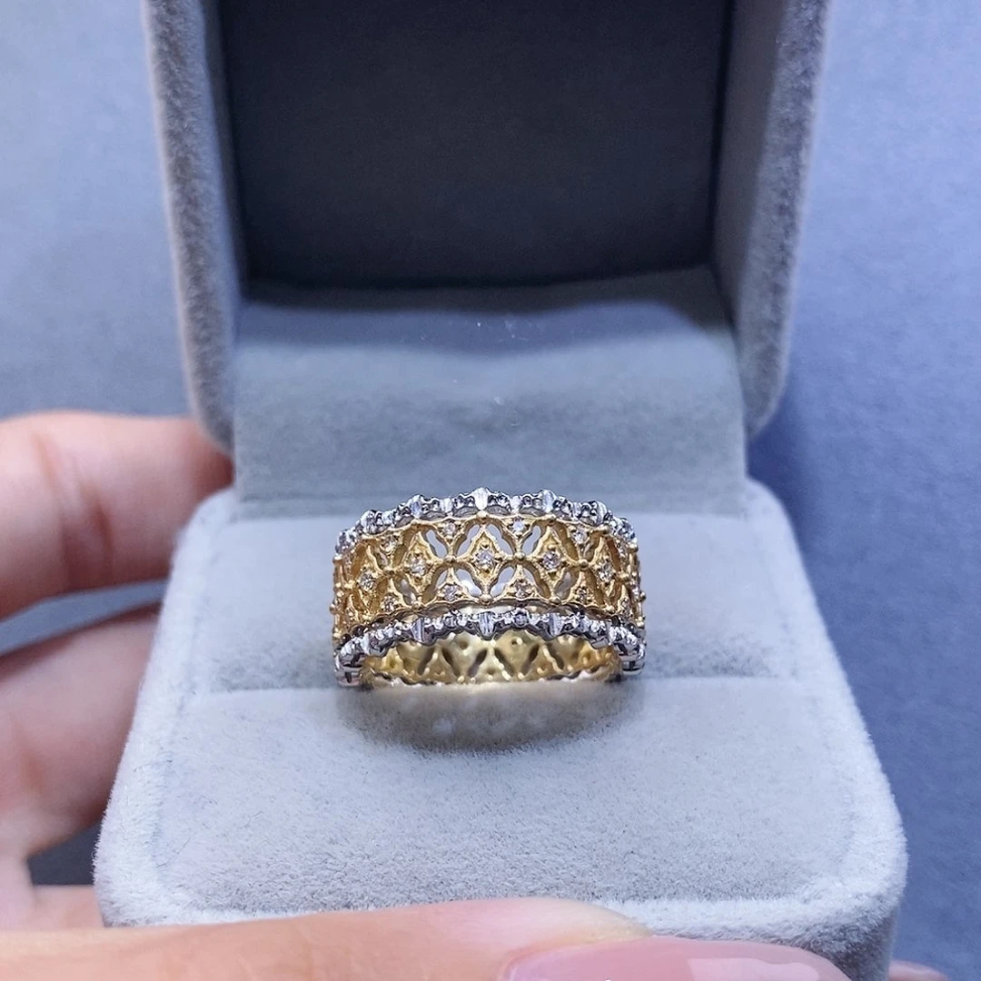 戒指/指环18K金镶嵌钻石鱼***吗蕾丝戒指分色14