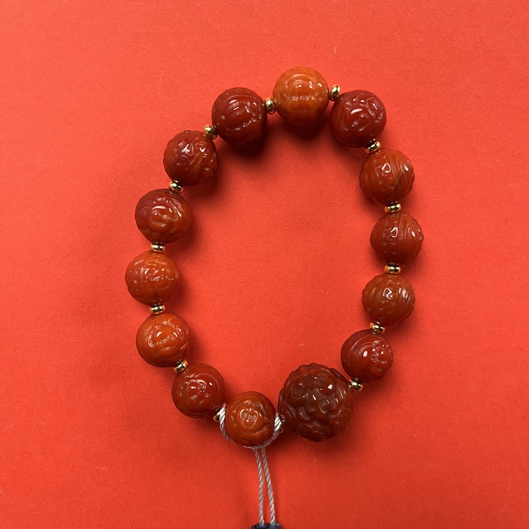 笑脸佛南红玛瑙手串 9677
