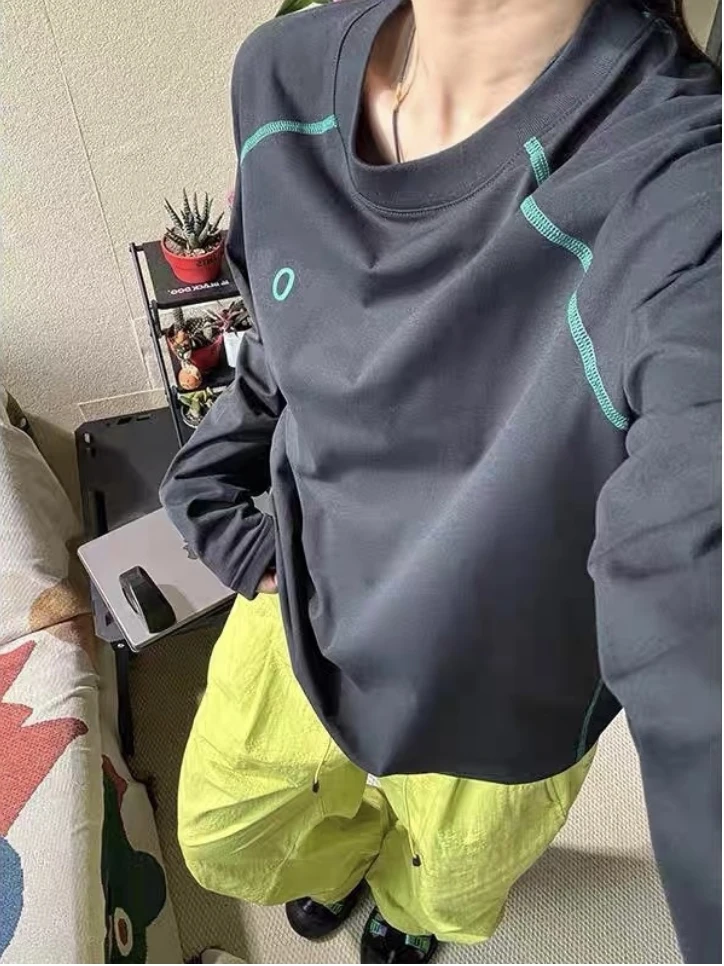 彩线插肩袖山系男女运动透气弹力速干圆领长短袖T恤 8829(8832)