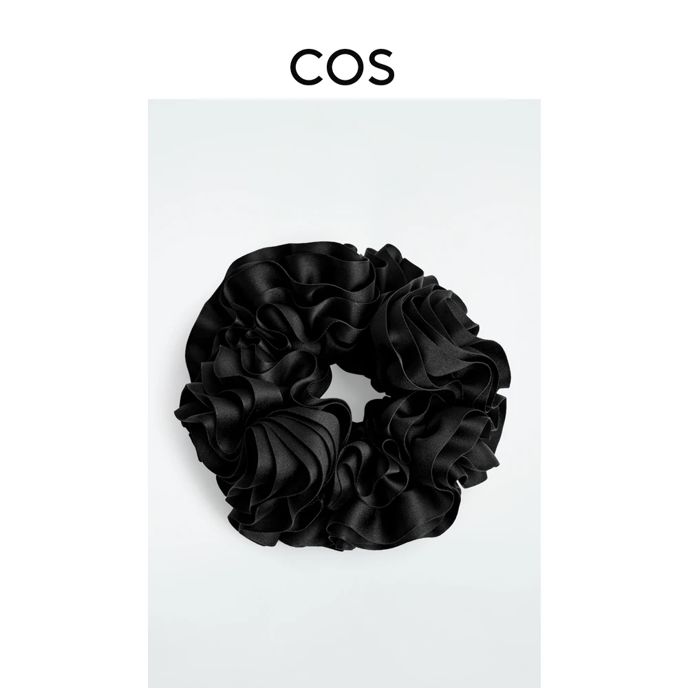 COS女士 褶饰荷叶边发圈黑色2025春季新品1271228001