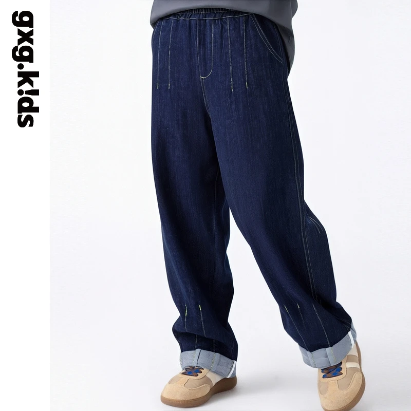 gxgkids儿童男女童牛仔裤宽松夏季百搭复古牛仔色薄款KGD30532042