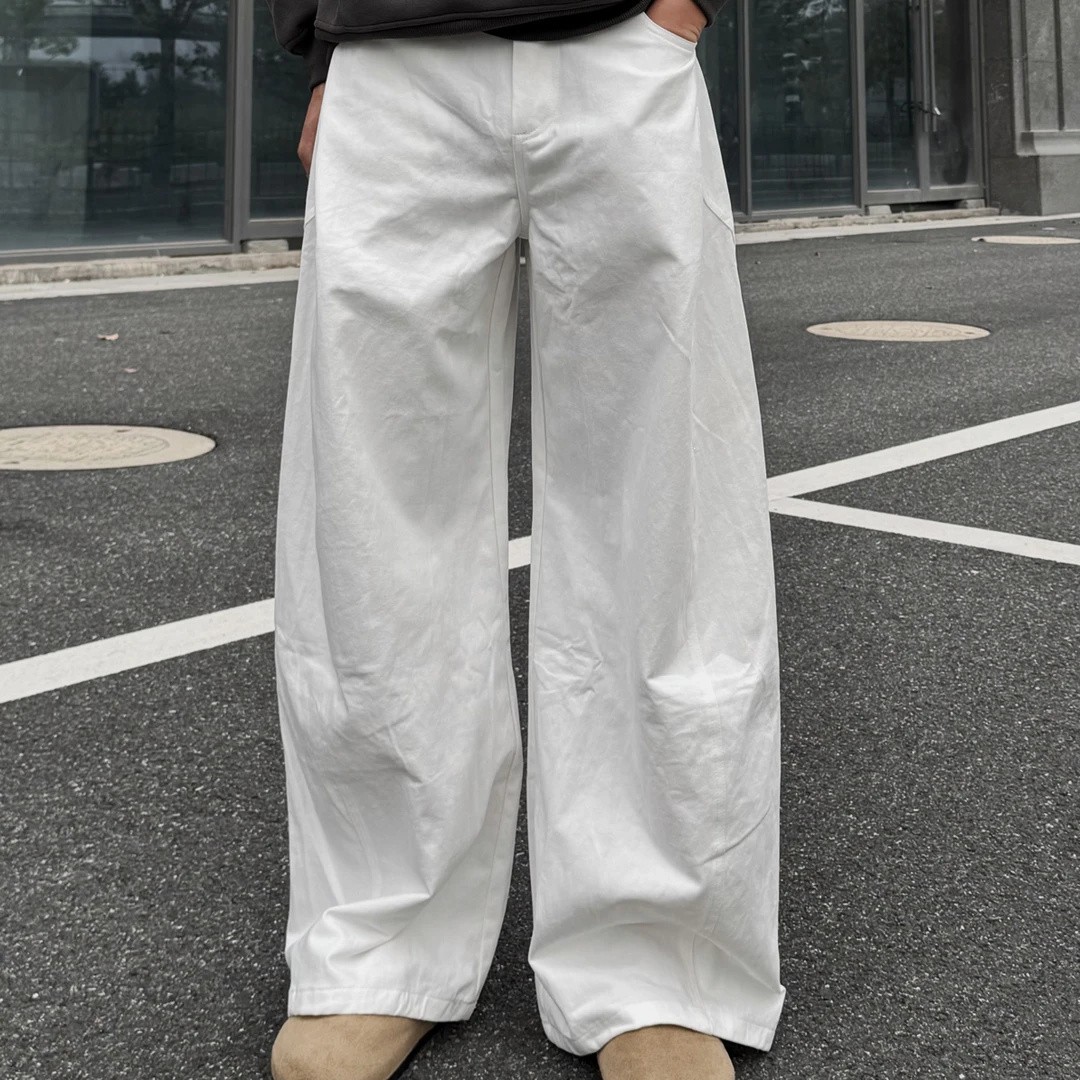 「阔腿弯刀裤」秋季新款日系宽松阔腿弯刀休闲男裤高腰百搭慵懒长裤