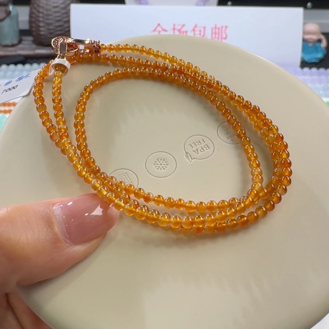 翡翠手链未镶嵌高冰黄翡小米珠3mm