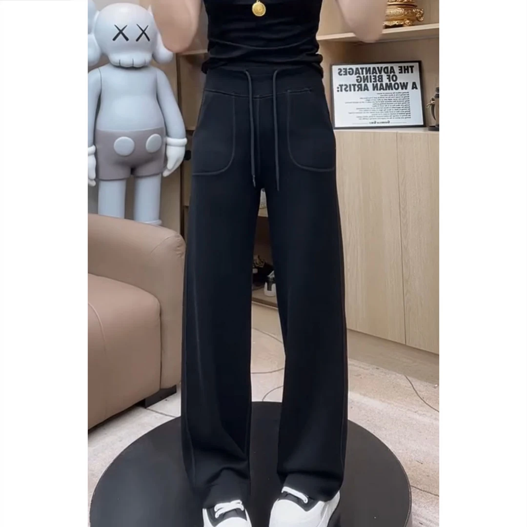 艾塔莉早秋新款休闲裤女高腰直筒梨形身材遮胯显瘦垂感窄版休闲裤