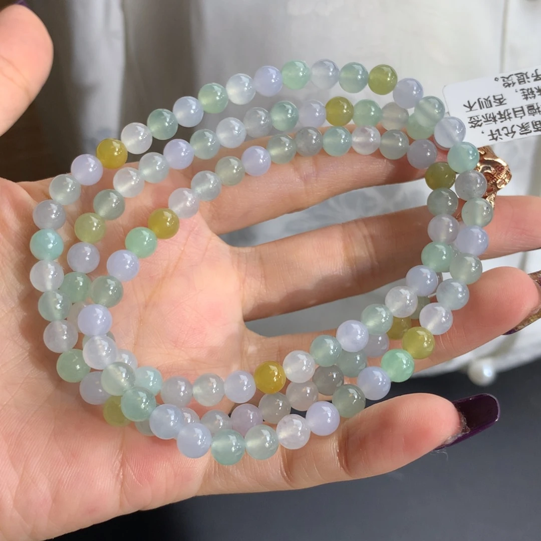 翡翠未镶嵌手串卡6冰胶多宝项链