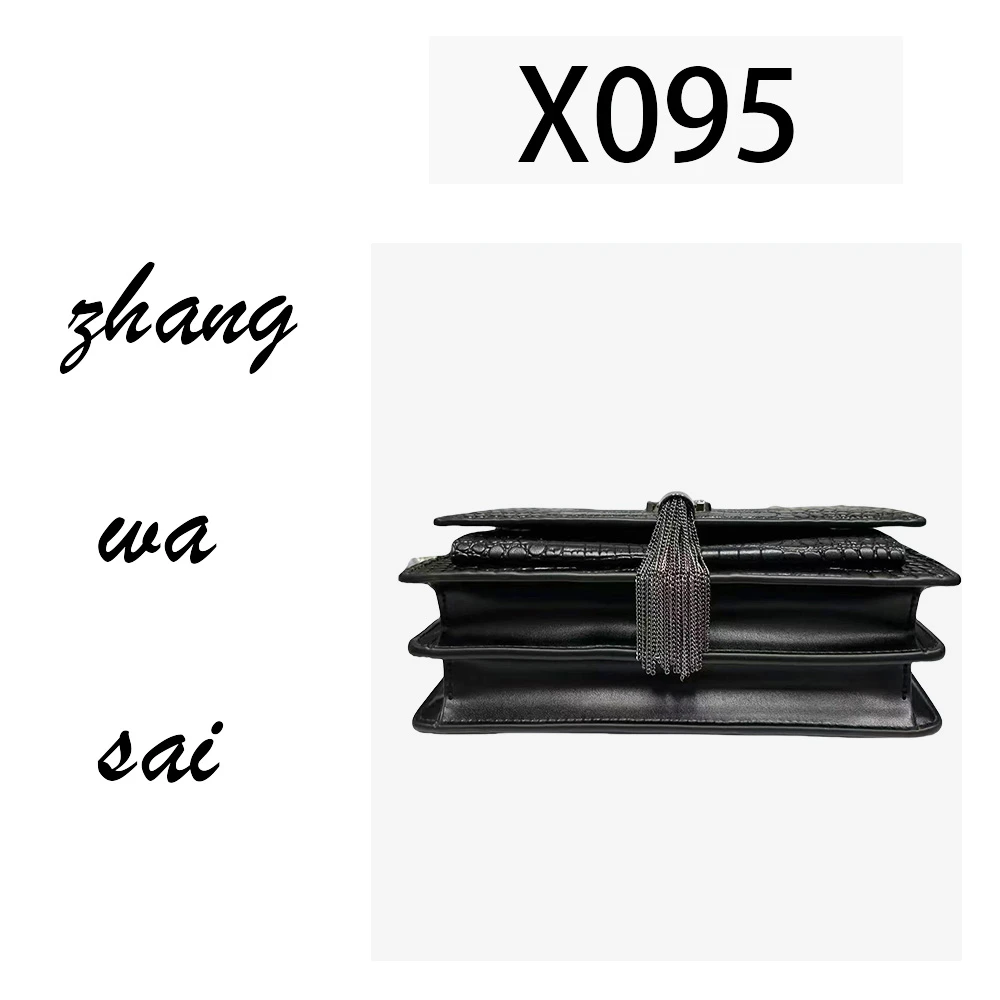 【  X095  】轻奢时尚单肩斜跨简单百搭女包-黑流苏-DIY