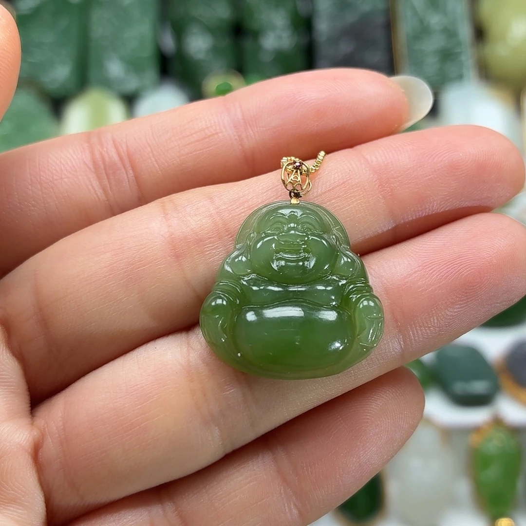 和田玉18K金镶嵌颈饰