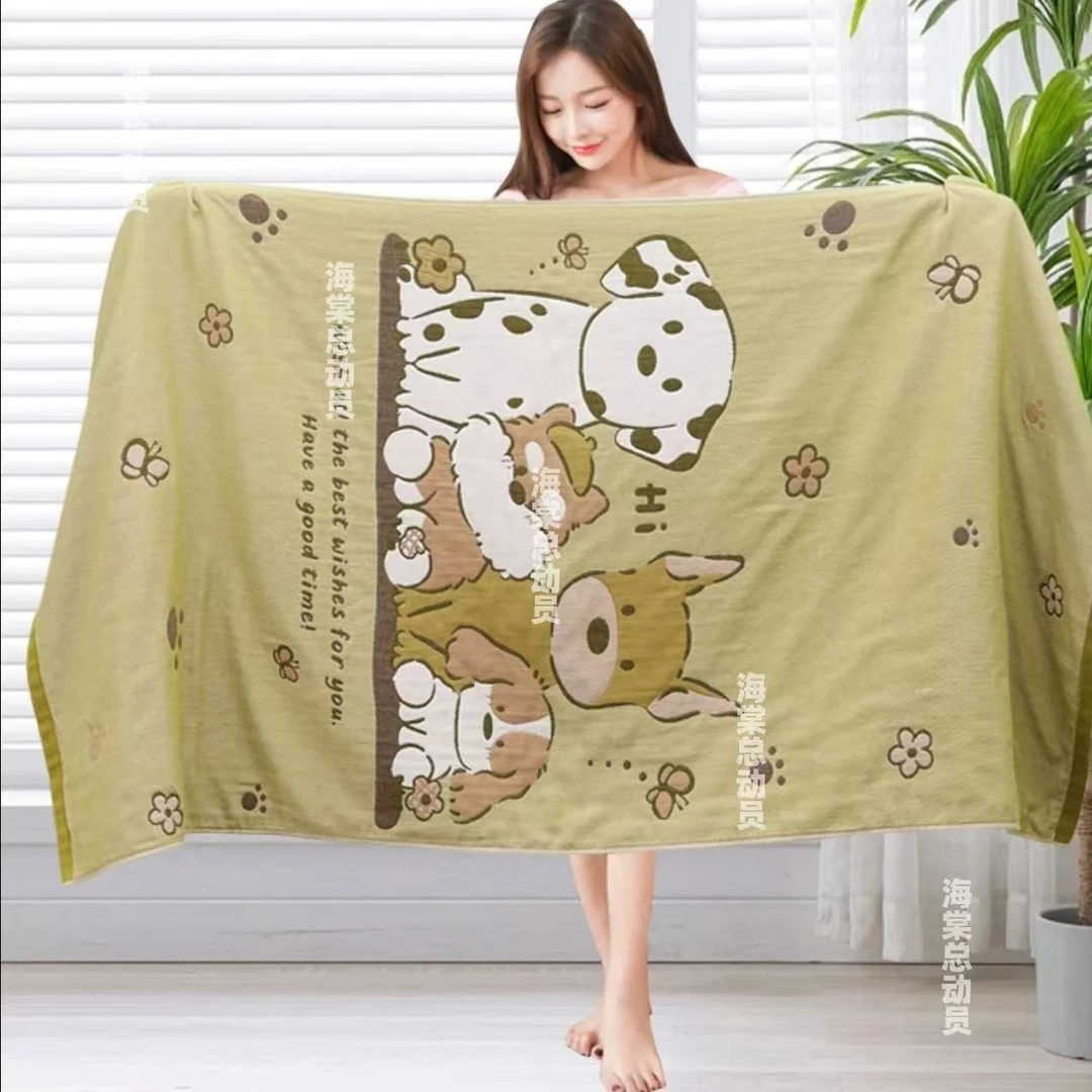 【四只狗】80*160cm加大全棉纱布浴巾男女柔软不掉毛吸水速干浴巾