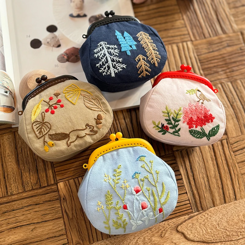 指间非遗鲁绣diy手工口金包材料包春夏秋冬立体绣花