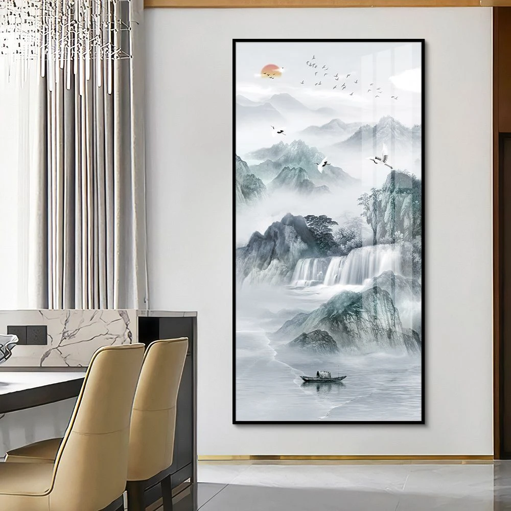 Y2中式水墨风山水画挂画带字多种款式可选