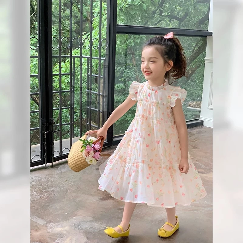 女童连衣裙夏季2025新款儿童时髦洋气好看裙子夏季网红无袖公主裙