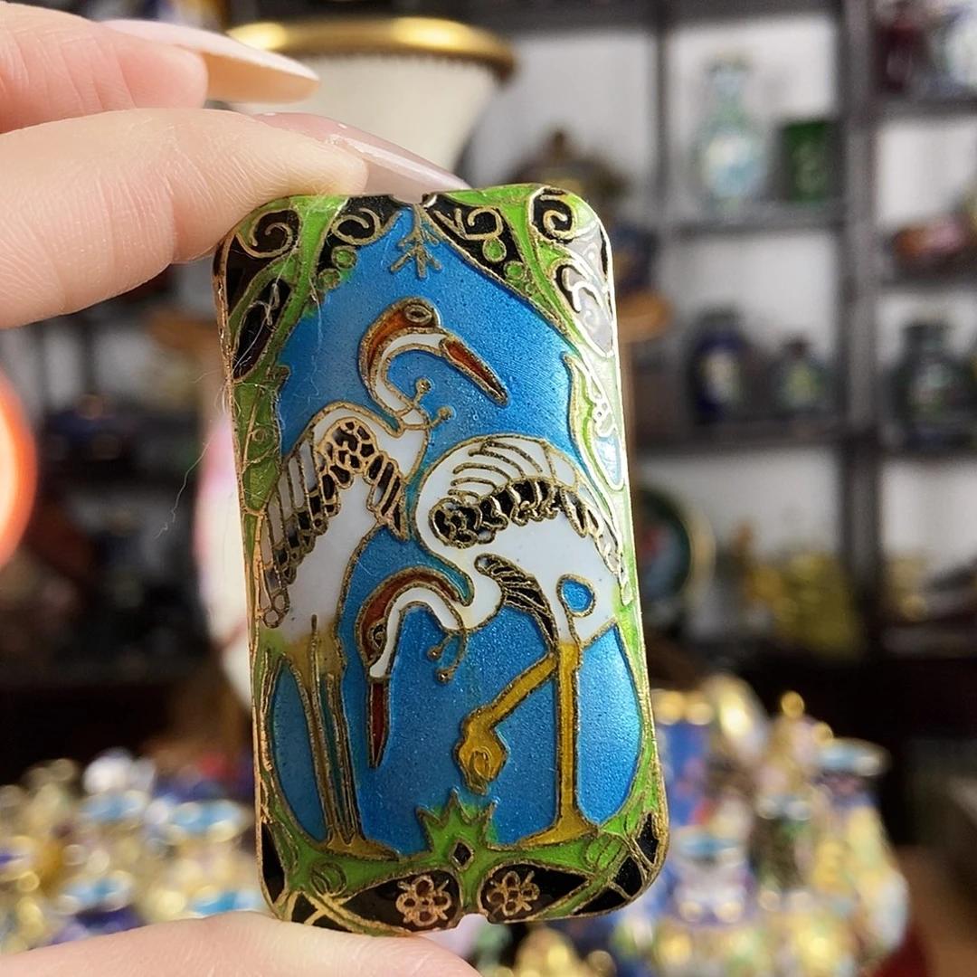 蔡***袍铜烧银蓝仙鹤大吊坠