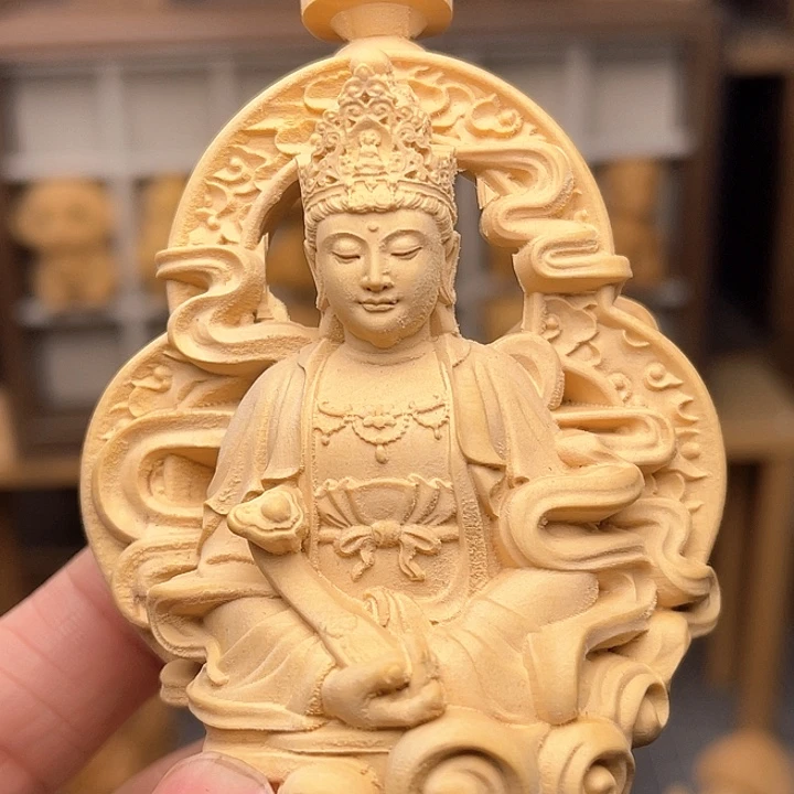 普贤菩萨挂件黄杨木挂件
