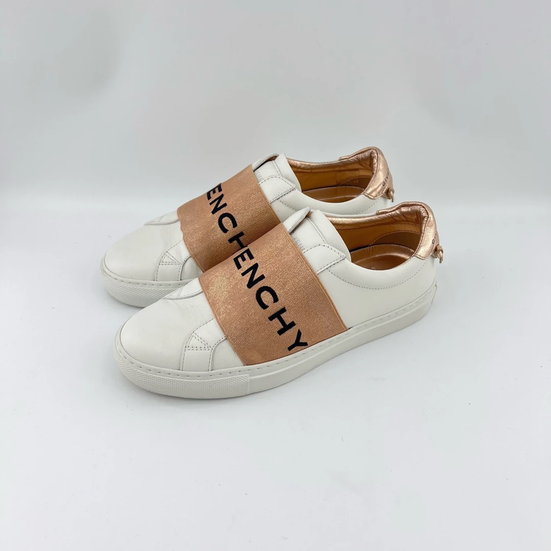 95新 Givenchy/纪梵希 35码/白色皮革织物运动休闲鞋/12723612